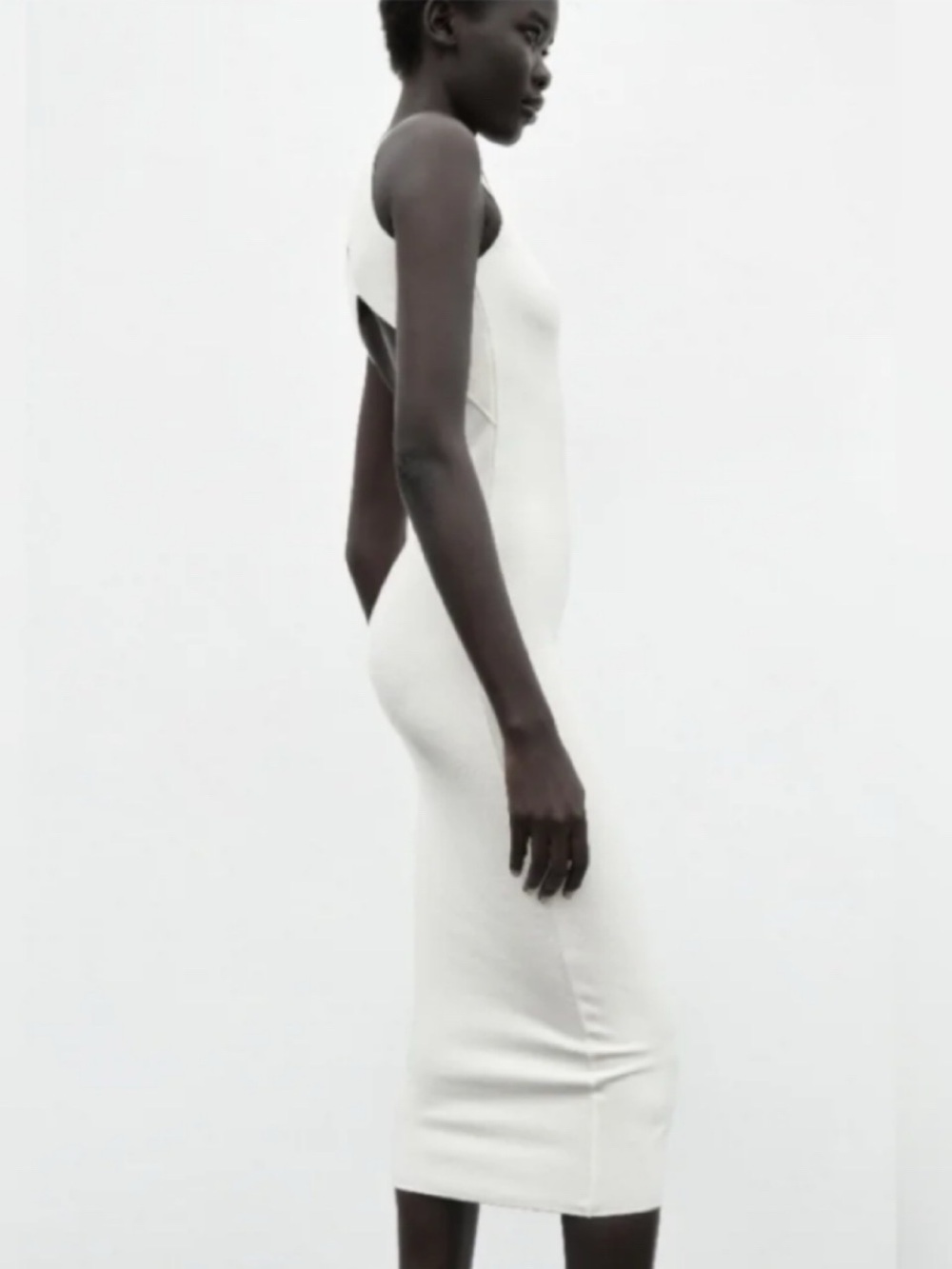 ZARA Chic White Knit Fitted Open Back Tank Midi Dress! 🐚 - Picture 8 of 17